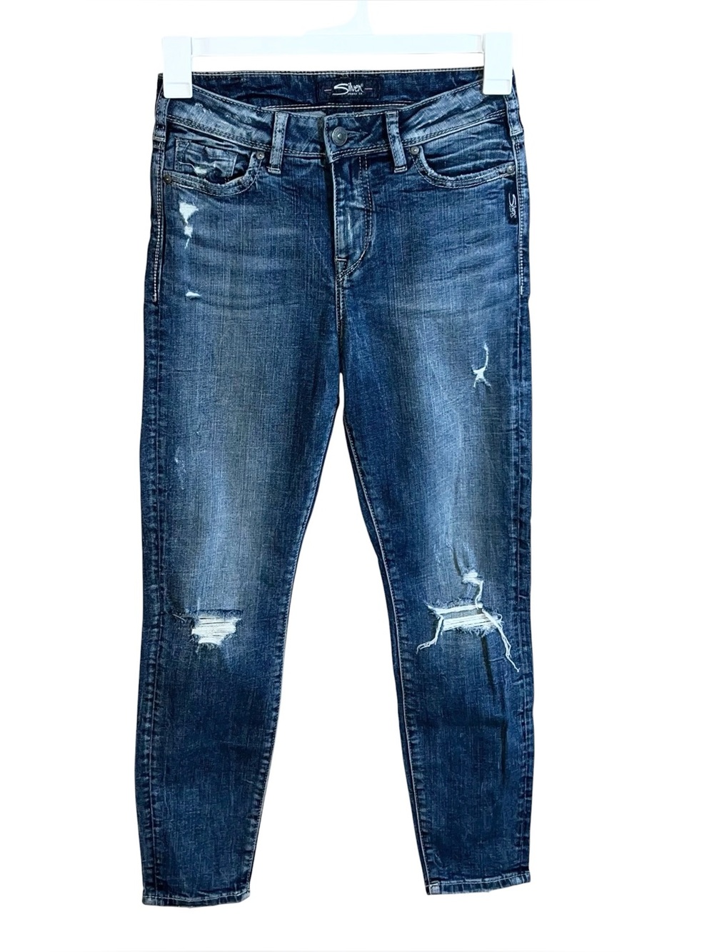 Silver Jeans Co. Mazy Ankle Skinny Distressed Jeans Women’s 27x27 Blue